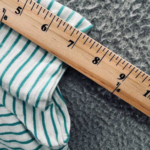 Chicos Womens Top 2 Large Green White Striped Tie Front Short Sleeve Casual - Picture 10 of 10